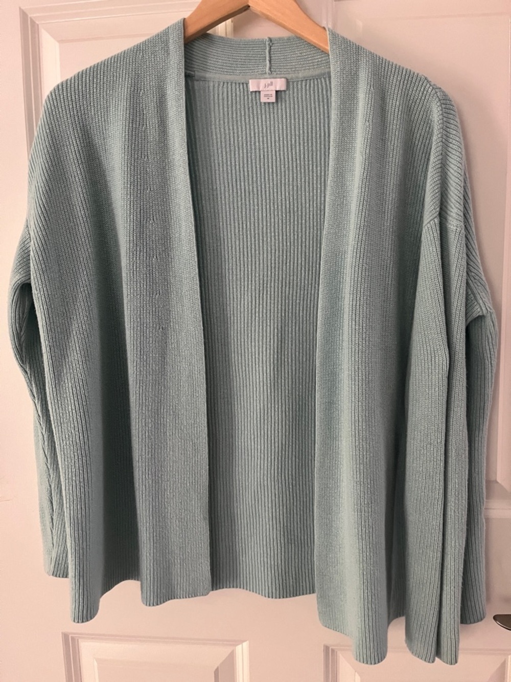 J. JILL open front oversized cardigan ribbed cotton blend sea foam blue, Sz med